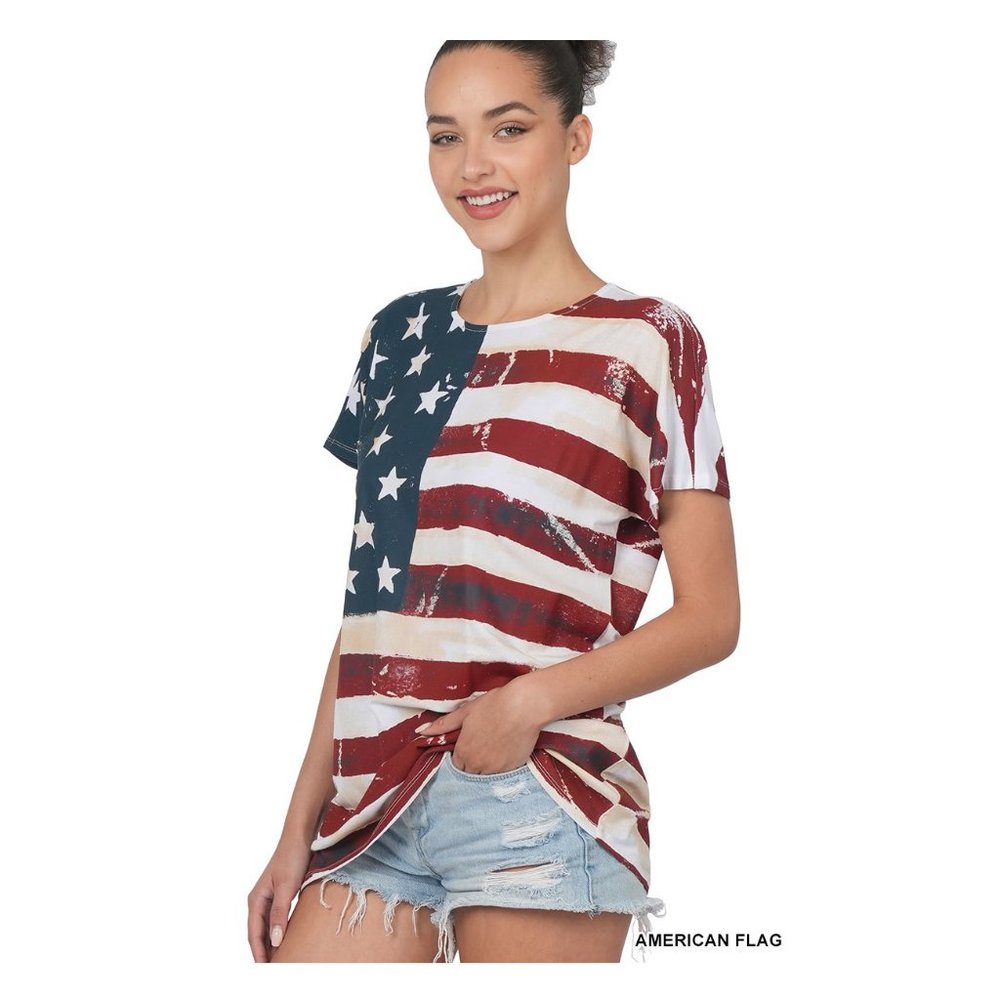 American Flag T Shirt Stars Stripes Patriotic 4th July Graphic Tee Top - Picture 5 of 7